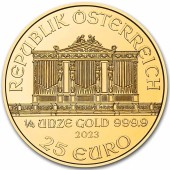 Золотая монета 1/4oz Венская Филармония 25 Евро 2023 Австрия