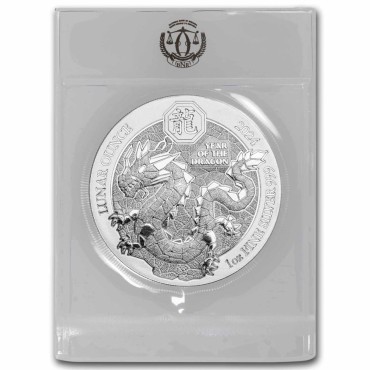 Серебряная монета 1oz Год Дракона 50 франков 2024 Руанда