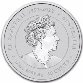 Серебряная монета 1/2oz Год Дракона 50 центов 2024 Австралия