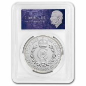 Серебряная монета 1oz Коронация Короля Карла III  2 английских фунта 2023 Великобритания (PCGS MS-69 King Label)