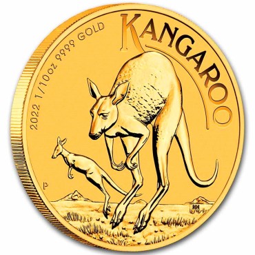 Золота монета 1/10oz Кенгуру 15 доларів 2022 Австралія