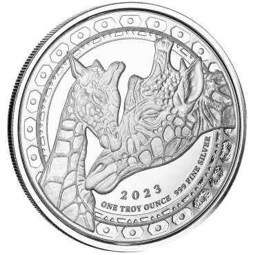Срібна монета 1oz Жирафа 1000 франків КФА 2023 Екваторіальна Гвінея