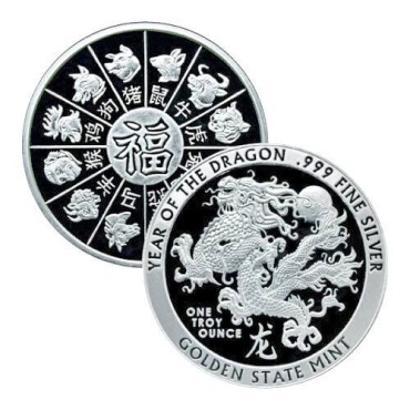 Срібний раунд 1oz Рік Дракона США