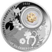 Серебряная монета Четырехлистник Клевера 500 франков КФА 2020 Камерун