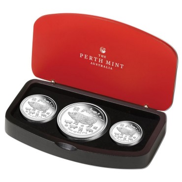 Набір срібних монет (3 шт.) Рік Свині 50 центів, 1 долар, 2 долари 2019 Австралія