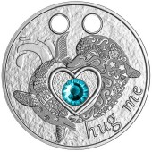 Серебряная монета Обними меня (Дельфины) 500 франков КФА 2021 Камерун