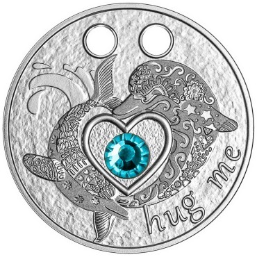 Срібна монета Обійми мене (Дельфіни) 500 франків КФА 2021 Камерун