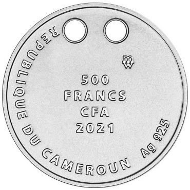 Срібна монета Обійми мене (Дельфіни) 500 франків КФА 2021 Камерун