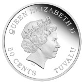 Серебряная монета 1/2oz Год Свиньи 50 центов 2019 Тувалу (цветная)