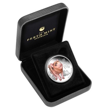 Срібна монета 1/2oz Рік Свині 50 центів 2019 Тувалу (кольорова)