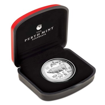 Серебряная монета 1oz Год Свиньи 1 доллар 2019 Австралия (высокий рельеф)