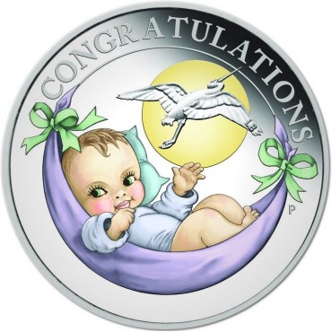 Срібна монета 1/2oz Новонародженому 50 центів 2019 Австралія (кольорова)