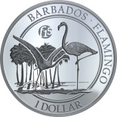 Серебряная монета FABULOUS 15 (F15) Фламинго 1 доллар 2017 Барбадос
