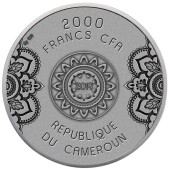 Серебряная монета 2oz Мандала "Колесо Жизни" 2000 франков КФА 2019 Камерун (цветная)