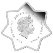 Серебряная монета 1oz Веселые мелодии Рождественской звезды 1 доллар 2018 Тувалу (цветная)