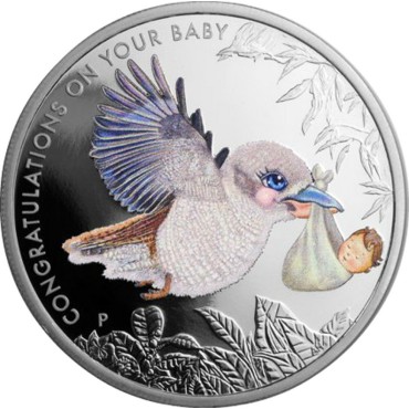 Серебряная монета 1/2oz Новорожденному 50 центов 2017 Австралия (цветная)