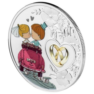 Серебряная монета Свадебная 500 франков КФА 2022 Камерун (цветная)