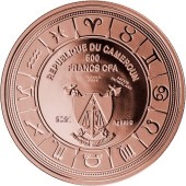 Серебряная монета Телец 500 франков КФА 2018, 2021 Камерун (позолоченная)