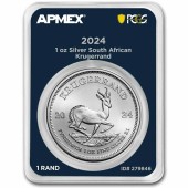 Срібна монета 1oz Крюгерранд 1 ранд 2024 Південна Африка (MD Premier + PCGS FirstStrike®)