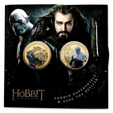 Набор монет Хоббит: Битва Пяти Воинств "Торин Дубощит" "Азог Осквернитель" 1 доллар 2014 Новая Зеландия