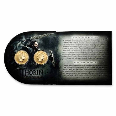 Набор монет Хоббит: Битва Пяти Воинств "Торин Дубощит" "Азог Осквернитель" 1 доллар 2014 Новая Зеландия