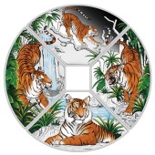 Срібна монета 4oz Рік Тигра "Квадрант" 4 долара 2022 Тувалу (кольорова)