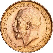 Золотая монета Соверен Георга V 1 Английский Фунт 1927 Великобритания