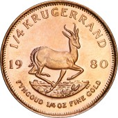 Золота монета 1/4oz Крюгерранд 1980 Південна Африка