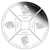 Серебряная монета 4oz Быка "Квадрант" 4 доллара 2021 Тувалу (цветная)