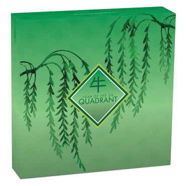 Серебряная монета 4oz Быка "Квадрант" 4 доллара 2021 Тувалу (цветная)