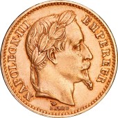 Золотая монета Наполеон III 20 франков 1867 Франция
