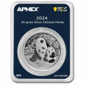 Срібна монета 30g Китайська Панда 10 юань 2024 Китай (MD Premier + PCGS FirstStrike®)