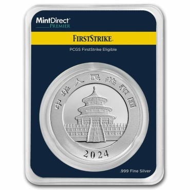 Срібна монета 30g Китайська Панда 10 юань 2024 Китай (MD Premier + PCGS FirstStrike®)