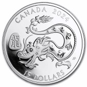 Срібна монета 1oz Рік Дракона 15 доларів 2024 Канада (пруф)