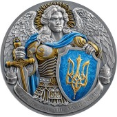 Серебряная монета 5oz Святой Михаил Покровитель Киева 10 долларов Ниуэ 2024