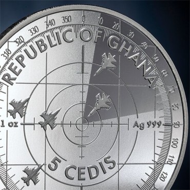 Срібна монета 1oz Українські Соколи 5 седи 2024 Гана (кольорова, пруф)