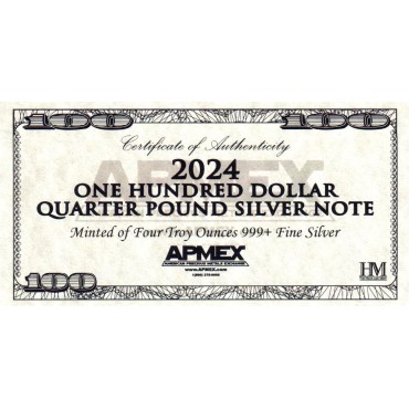 Срібна банкнота 4oz "100 доларів" 2024 США