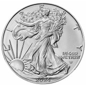 Серебряная монета 1oz Американский Орел 1 доллар 2024 США (PCGS MS69, First Strike)