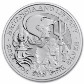 Срібна монета 1oz Британія та Свобода 2 англійських фунта 2024 Великобританія