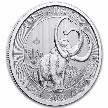 Серебряная монета 2oz Шерстистый Мамонт 10 долларов 2024 Канада