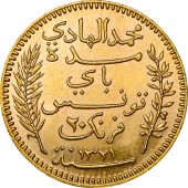 Золотая монета 20 франков 1903 Тунис