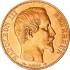 Золотая монета Наполеон III 20 франков 1855 Франция