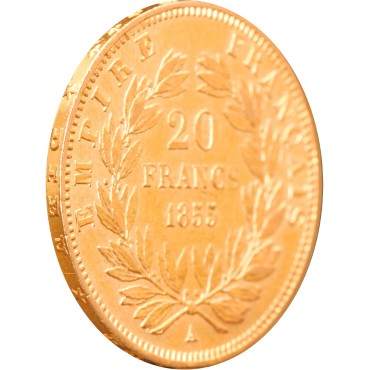 Золотая монета Наполеон III 20 франков 1855 Франция