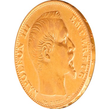 Золотая монета Наполеон III 20 франков 1855 Франция
