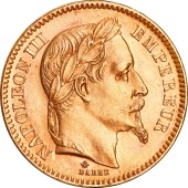 Золотая монета Наполеон III 20 франков 1866 Франция