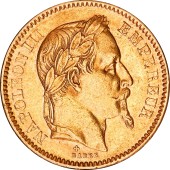 Золотая монета Наполеон III 20 франков 1863 Франция