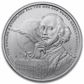 Срібна монета 1oz Ікони Інновацій: Вільям Шекспір 2 долари 2024 Ніуе