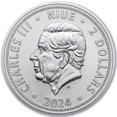Серебряная монета 1oz Чешский Лев 2 доллара 2024 Ниуэ