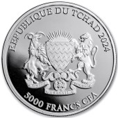 Серебряная монета 1oz Красная Панда 5000 франков КФА 2024 Чад