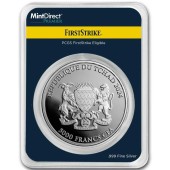 Серебряная монета 1oz Красная Панда 5000 франков КФА 2024 Чад (MintDirect® Premier + PCGS FS®)